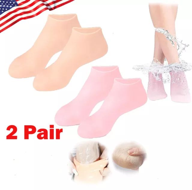 2 Pair Moisturizing Foot Mask Exfoliating Silicone Socks Beach Protective Socks