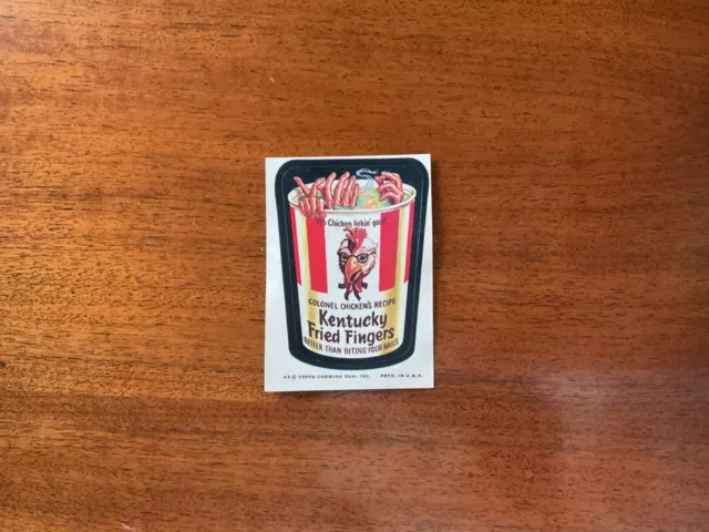 Vintage TOPPS Wacky Packages Sticker “KENTUCKY FRIED FINGERS” Brown Back