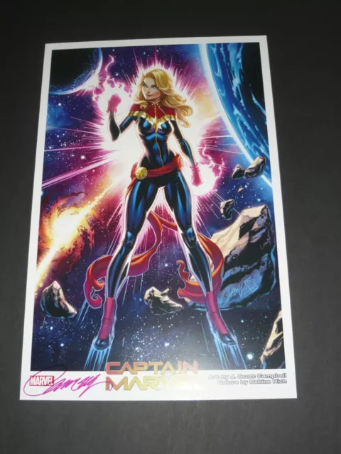 Captain Marvel Art Print Signed By J Scott Campbell 11X17