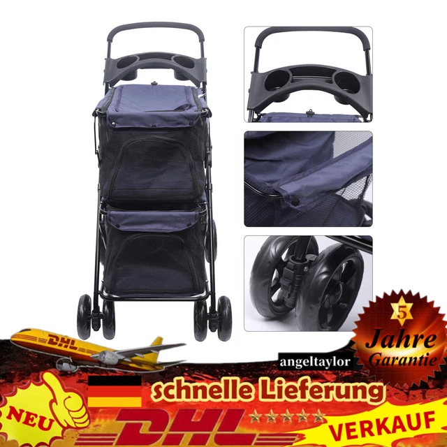Cochecito para perro carrito para perros cochecito para mascotas cochecito para perros 4 ruedas 2 capas