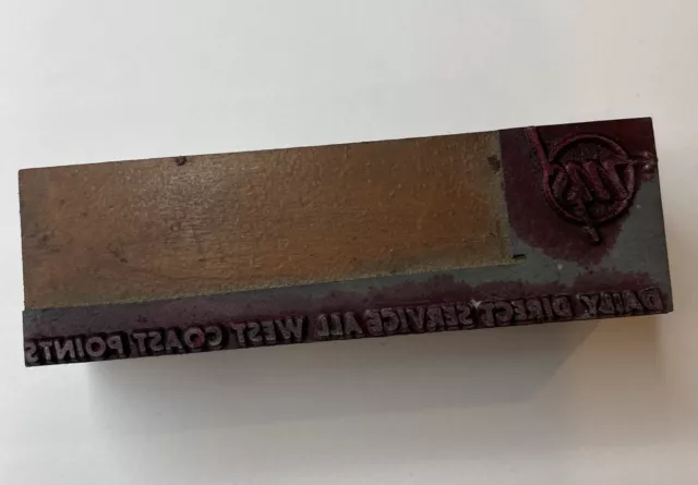 ADVERTISING PRINTING BLOCK OF ANTIQUE Daily Direct Service West Coast Points AB