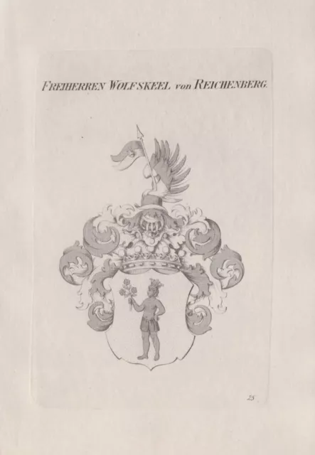 1830 Wolffskeel von Reichenberg Wappen coat of arms Heraldik Kupferstich