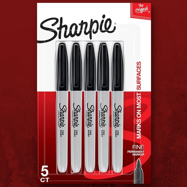 5 SHARPIE PERMANENT Marker, Fine Point, Waterproof Permanent Paint