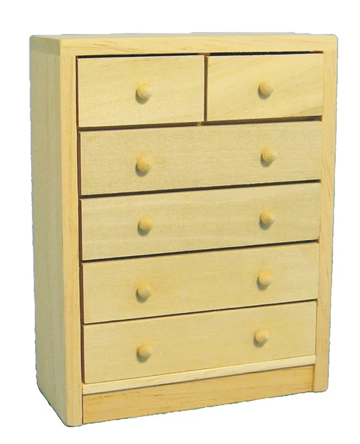 Commode Miniature En Bois 1/12 Pour Maison De Poupée - Style Vintage Victorien - Meuble Rangement Non Peint