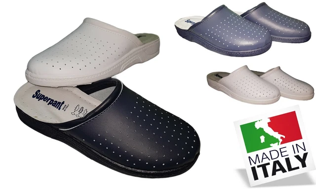 Ciabatte pantofole donna uomo unisex sanitarie infermiere pelle comfort gomma