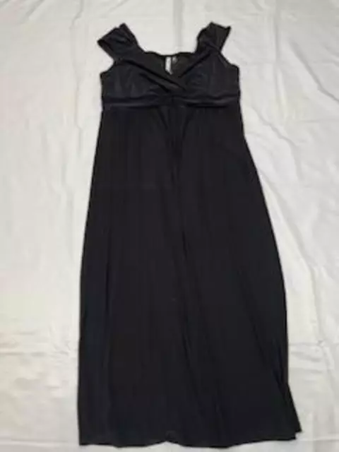 MSRP $70 Ny Collection Plus Size Ruched Empire Maxi Dress Black Size 1X