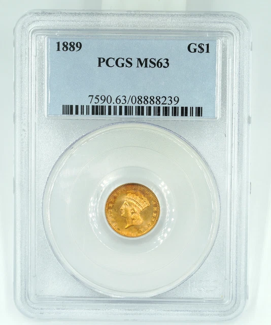 1889 PCGS MS63 Gold Dollar Great Eye Appeal