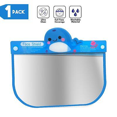 Kids Face Shield Protection Reusable Safety Cover Clear Visor Blue Whale 1 Pack