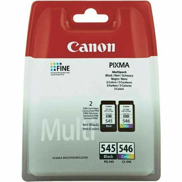 PG-545+CL-546 KIT Cartucce Originali Canon Nero+Colore  MG2450 MG2550 IP2850 MX