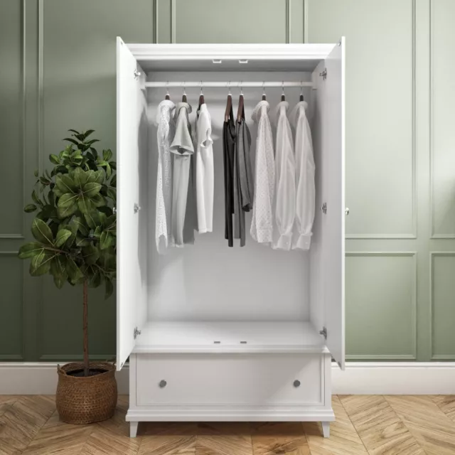 White Painted Double Wardrobe with Drawer - Georgia GEO005A 2