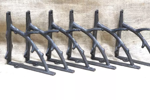 6 Cast Iron Tree Branch Shelf Wall Brace Rustic Wood Bracket 6 1/2" Corbel