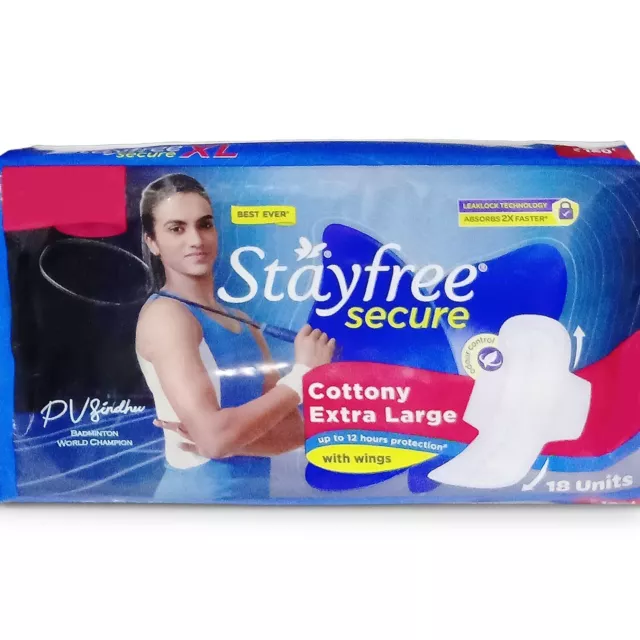 Stayfree Secure Cottony Sanitary Napkins with Wings - 18 Pads (XL) (Pack of 1)