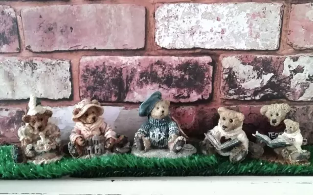 Boyd Bear Ornament Bundle x 5 Vintage Enesco Bailey Teddy Bear Resin 1990s