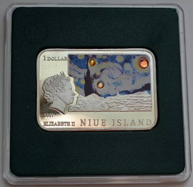 Niue Île 1 Dollar 2007, Vincent Van Gogh Starry Nuit, Tournesols