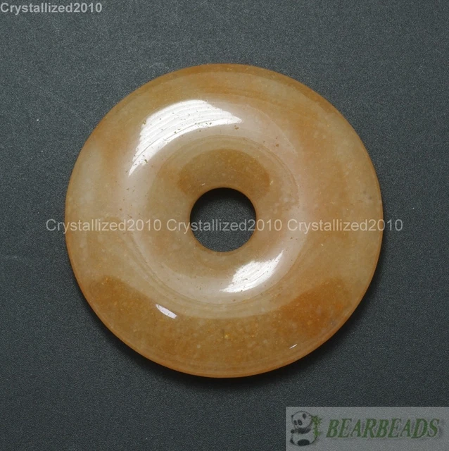 Natural Gemstone Round Donut Ring Pendant 50mm Beads Necklace Earring Jewelry