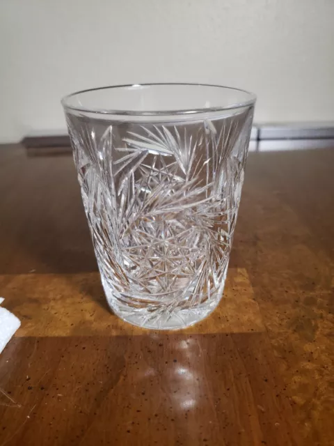 Vtg AMERICAN BRILLIANT CUT GLASS CRYSTAL DRINK TUMBLER 8oz Bar Whisky Juice ABC