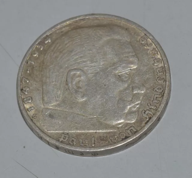 Deutsches Reich 5 Reichsmark 1936 G »Paul von Hindenburg«, Silber ungereinigt