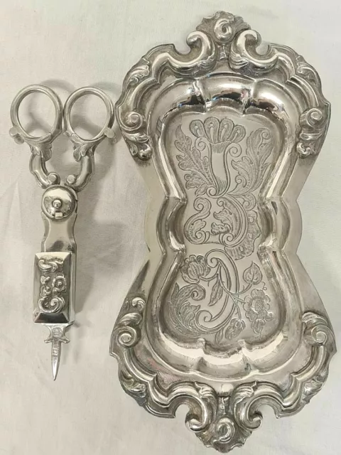 Antike 13Lot Silber ALT WIEN Dochtschere mit Halterung, Radpunze 1832 + 1838