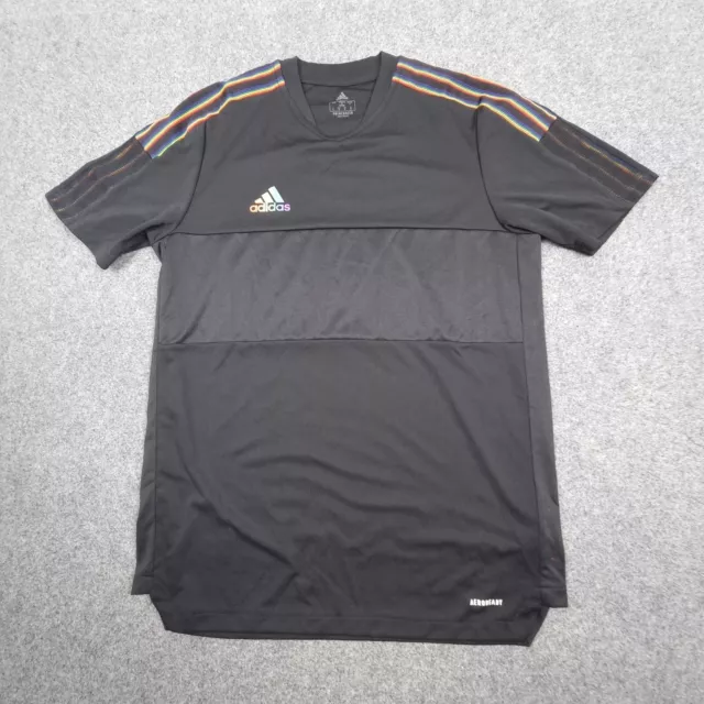 Adidas Shirt Mens MEDIUM black lightweight TIRO PRIDE short sleeve TShirt Size M