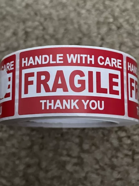 50 Fragile Handle With Care 2x3" Stickers Packaging Box Safety Mailing Labels