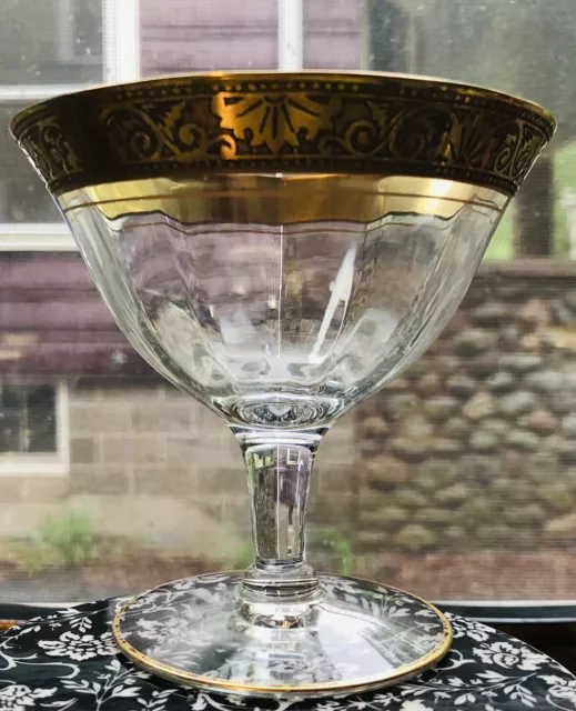 6 Morgantown 7586-2 Gold Encrusted Low Sherbet Cocktail Glass Stem#7586