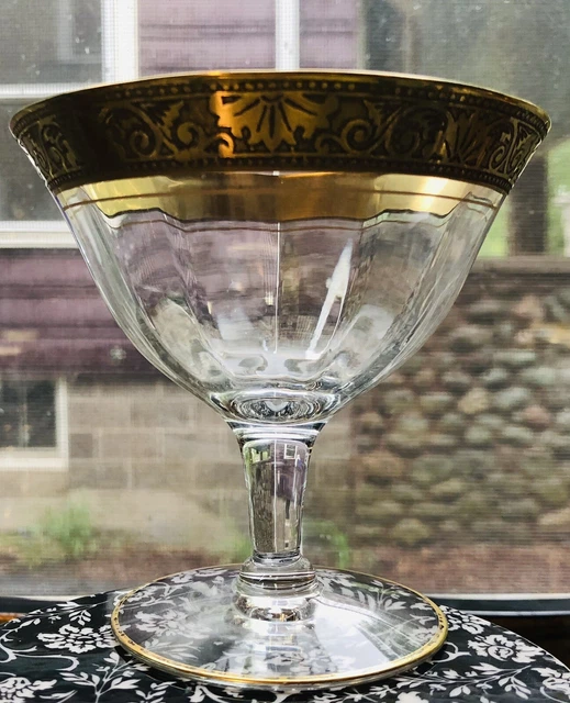 6 Morgantown 7586-2 Gold Encrusted Low Sherbet Cocktail Glass Stem#7586 6 Morgantown 7586-2 Gold Encrusted Low Sherbet Cocktail Glass Stem#7586