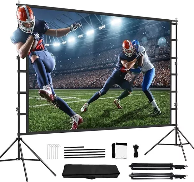 12-Foot Projector Screen and Stand, 150 in. Large Indoor Movie Projection Screen