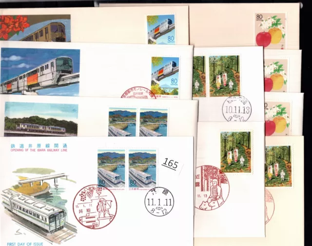 /// Japan - 10 Fdc - Transport - Trains - Locomotives - Flowers