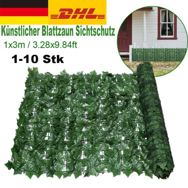 Sichtschutzhecke Windschutz Efeu Sichtschutz Balkonverkleidung Blätterzaun 1x3M
