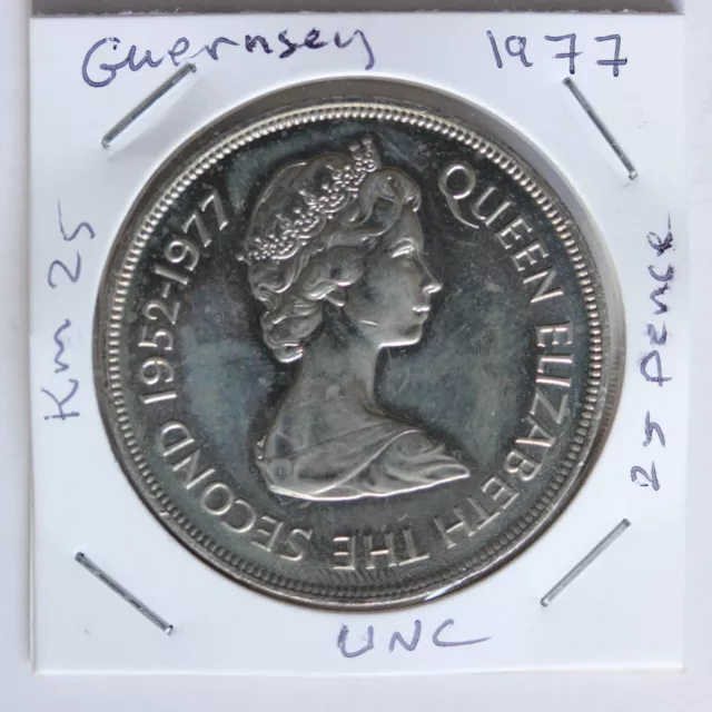 Guernsey 25 Pence 1977 UNC (Sc31/X122)