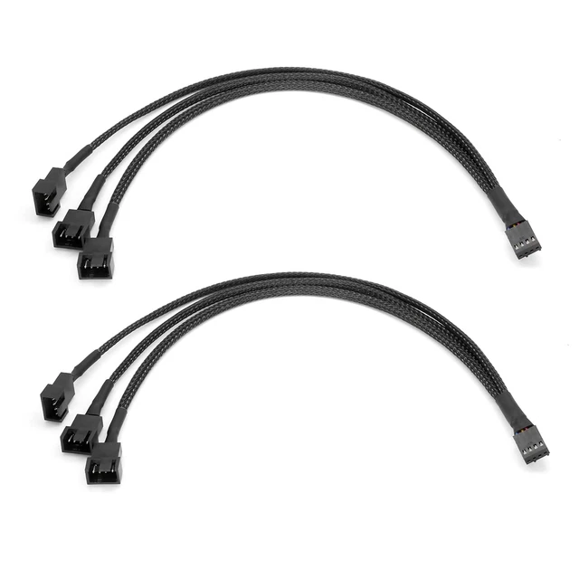 PWM 4 Pin PC Case Fan Splitter Adapter Cable Compatible 3 Pin Fan, 12.6 inches✔✅
