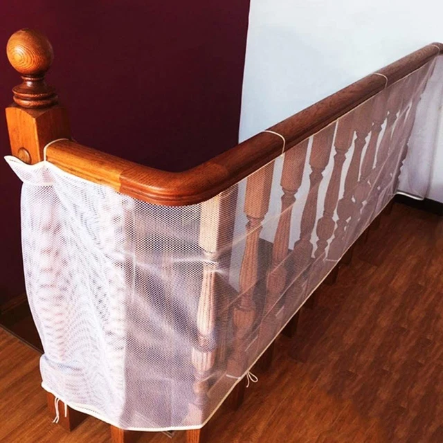 Child Safety Rail Net for Balcony, Patios, Railing and Stairs. White, White