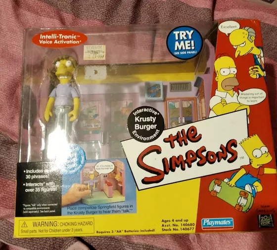 Simpsons World of Springfield wos playset KRUSTY BURGER + PIMPLE FACED TEEN