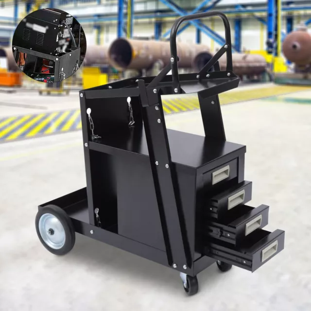 Welding Cabinet Cart with 4 Drawers for MIG TIG ARC Plasma Cutter Storage Tank