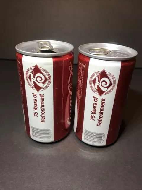1976 Coca Cola COKE Louisville, KY 75th Anniversary 2 Cans (Pull And Pop) Empty