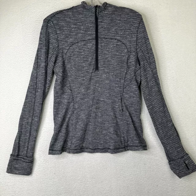 Lululemon Athletica Run Briskly 1/2 Zip Gray Black Women’s Size 10