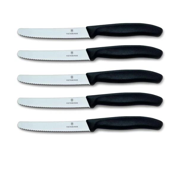 Victorinox Gemüsemesser Tomatenmesser 5er Set Swissclassic Wellschliff Schwarz