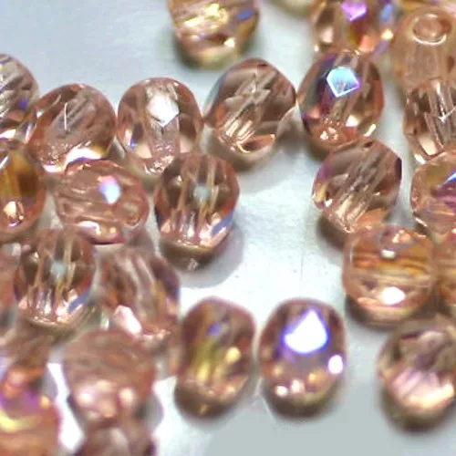 60 FACETTES Cristal de Bohême 4MM LIGHT ROSE "AB"