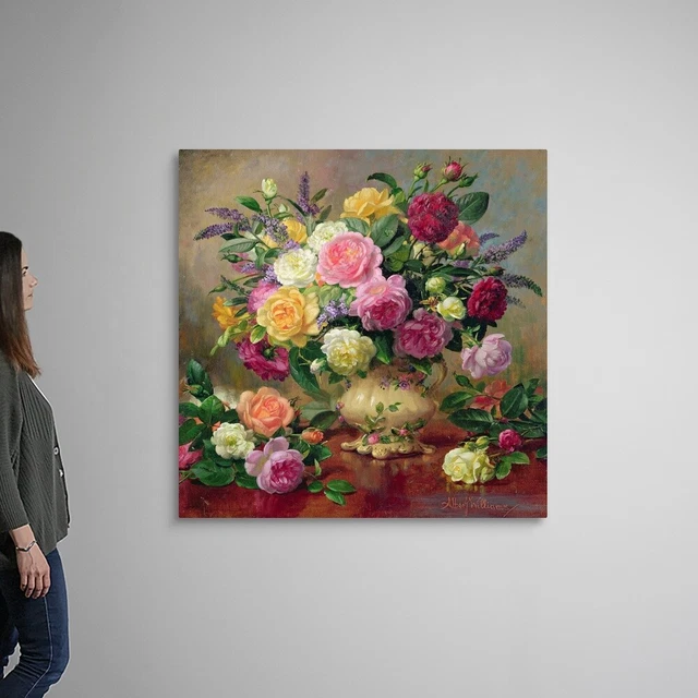 Roses from a Victorian Garden Canvas Wall Art Print, Rose Home Decor