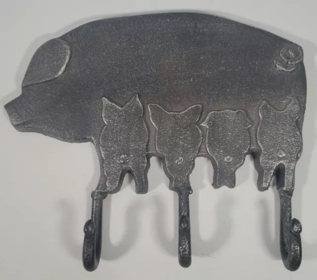 Rustic Farmhouse Pig Hooks, Cast Iron Farm Kitchen Hook