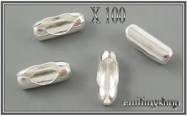 lot 100 fermoirs connecteurs pour chaine billes boules argent bijoux 6x3 mm NEUF