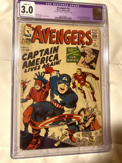 Avengers #4 CGC 3.0 1964 Captain America 1st Silver Age Appearance Classic