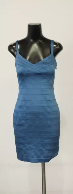 Laundry by Shelli Segal Women's Satin Bodycon Bandage Dress LV5 Blue Size 2