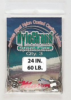 Steelflex Nylostrand Leaders 3Pk 24" 60Lb Bright