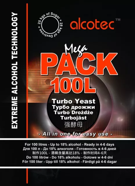 Alcotec MEGA Pack 100l  Turbohefe Gärhefe Hefe Vodka Alkohol