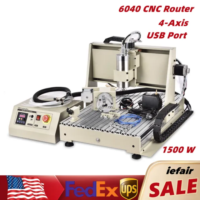 4 Axis 6040 CNC Router VFD 3D Engraver DIY Milling Engraving Machine USB 1500 W