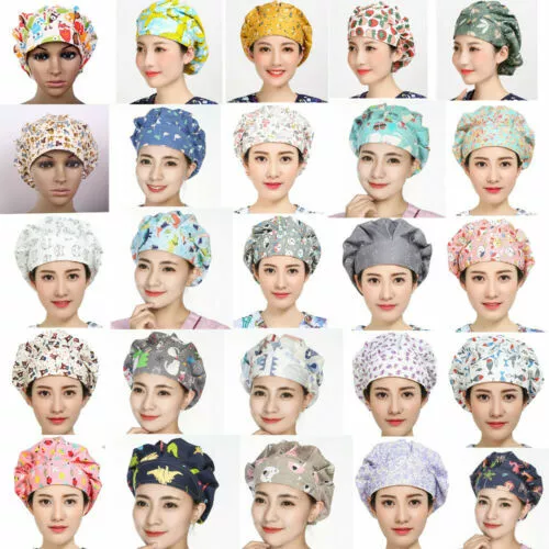 Women's Printing Bouffant Cap/Hat Adjustable One size Fit Most Cute Pattern Hats 2