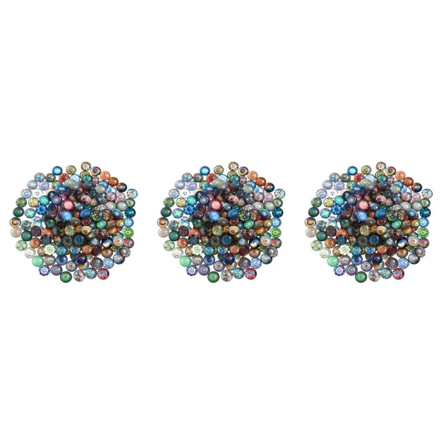 3 Sets Cabochons Mosaic Tiles Jewelry Making Findings Beads Round
