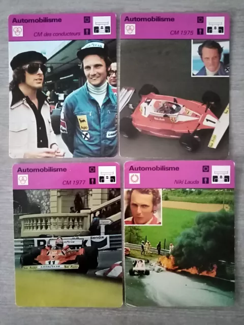 Auto Racing Lot 4x French Card Sportscaster Niki lauda Cm 1975 1977  Conducteur