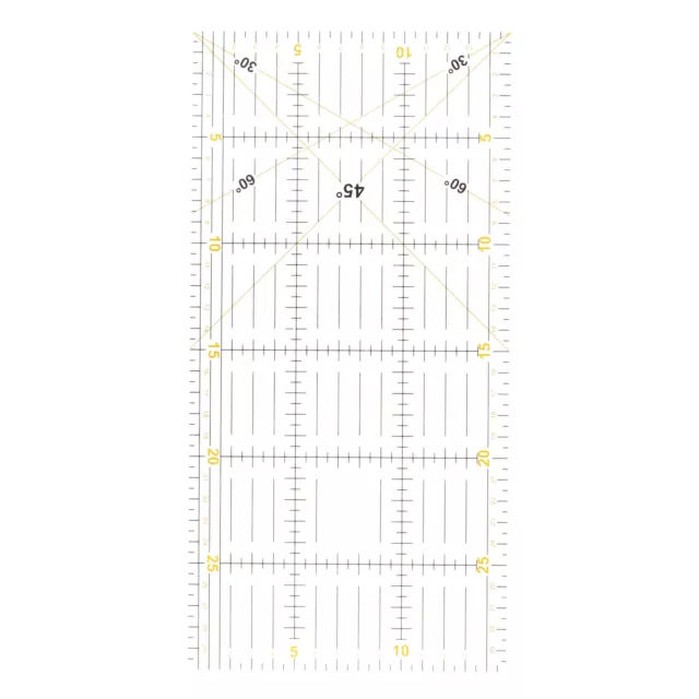 Patchwork Ruler 30x15cm Acrylic Quilting Ruler with Yellow Black Grid Lines